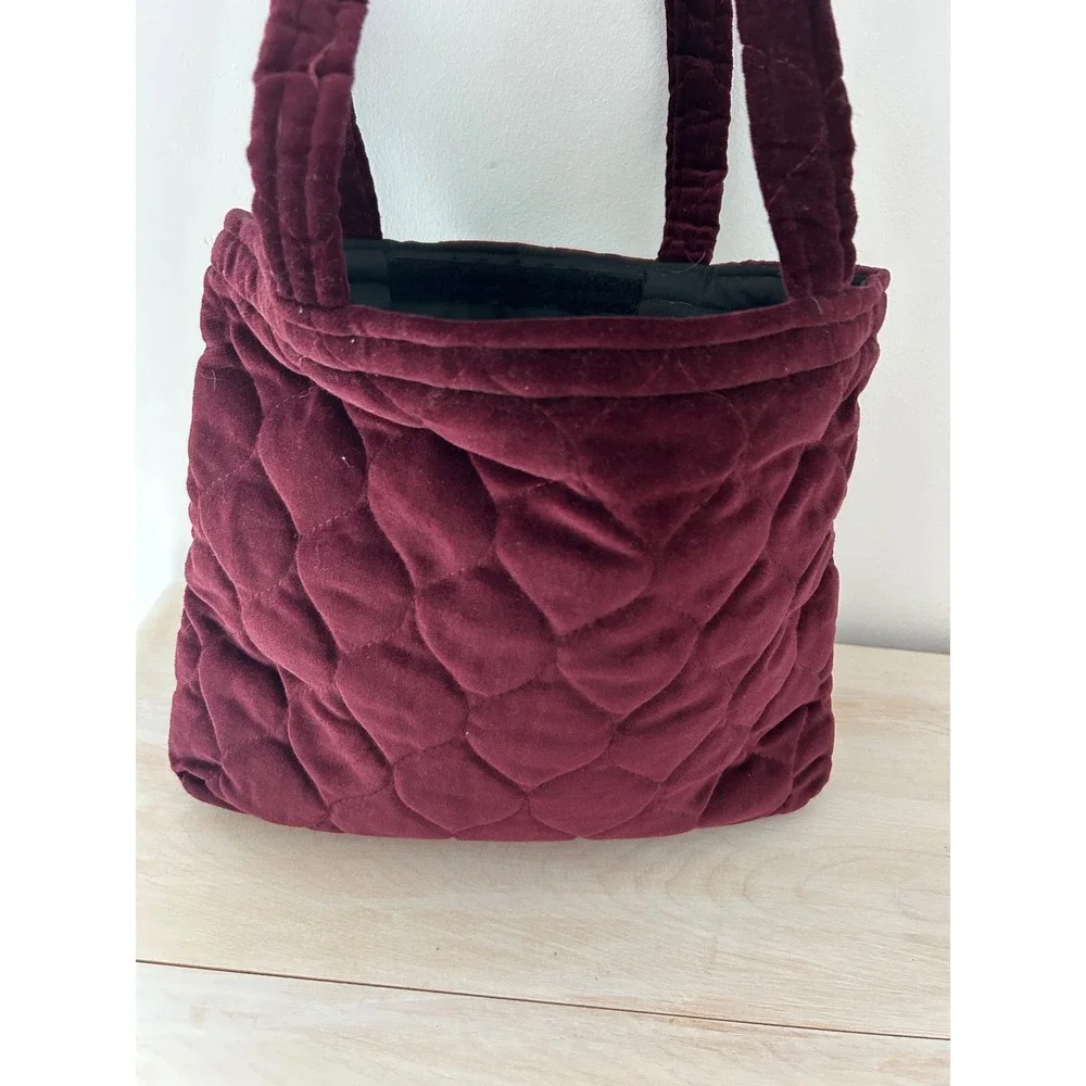 Daren's Bags Boho Burgundy Quilted Velvet Tote Shoulder Bag Handmade In Michigan
